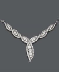 Show-stopping swirls of 14k white gold encrusted with icy round-cut diamonds (1 ct. t.w.) make this Wrapped in Love™ diamond necklace a dazzling addition to your collection. Approximate length: 16 inches. Approximate drop: 2 inches. Show-stopping swirls of 14k white gold encrusted with icy round-cut diamonds (1 ct. t.w.) make this Wrapped in Love™ diamond necklace a dazzling addition to your collection. Approximate length: 16 inches. Approximate drop: 2 inches.