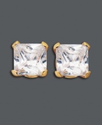 Infuse your look with classic sparkle. Square-cut cubic zirconias (1-1/3 ct. t.w.) in a 14k gold post setting add instant glamour to your look. Approximate diameter: 1/8 inch. Infuse your look with classic sparkle. Square-cut cubic zirconias (1-1/3 ct. t.w.) in a 14k gold post setting add instant glamour to your look. Approximate diameter: 1/8 inch.