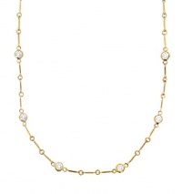 Sterling Silver 925 High Shine Yellow Gold Plated Finish Beautiful Clear Round Brilliant Cut CZ With Delicate Links CZ By The Yard 16 Link Necklace Sterling Silver 925 High Shine Yellow Gold Plated Finish Beautiful Clear Round Brilliant Cut CZ With Delicate Links CZ By The Yard 16 Link Necklace