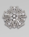EXCLUSIVELY AT SAKS. Both bold and beautiful, this sparkling medallion is rendered in rich patterns of cubic zirconia and radiant faceted crystal. Cubic zirconia and crystal Rhodium plated Diameter, about 1½ Pin backing with foldover clasp Imported