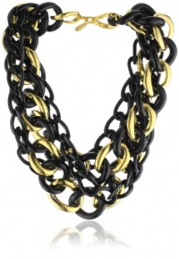 Kenneth Jay Lane 4 Row Polished Gold and Black Link Necklace Kenneth Jay Lane 4 Row Polished Gold and Black Link Necklace