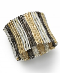 A pretty mix of metallics. Alfani's chunky stretch bracelet incorporates bars of gold, silver and hematite tone mixed metal. Approximate length: 7-1/4 inches. A pretty mix of metallics. Alfani's chunky stretch bracelet incorporates bars of gold, silver and hematite tone mixed metal. Approximate length: 7-1/4 inches.