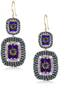 Miguel Ases Blue Quartz and Swarovski Square Drop Earrings Miguel Ases Blue Quartz and Swarovski Square Drop Earrings
