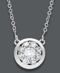 Traditional elegance. Prestige Unity's stunningly-subtle pendant features several round-cut diamonds (1/4 ct. t.w.) in a 14k white gold bezel setting. Approximate length: 18 inches. Approximate drop: 1/4 inch.