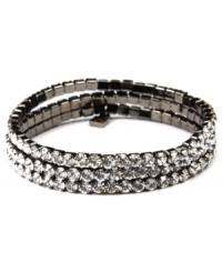 Good things happen in threes! Featuring a triple-row silhouette, Givenchy's gorgeous link bracelet is embellished with glittering glass accents. and crystals. Wear it day or night as a dazzling decorative detail. Made in hematite tone mixed metal. Approximate length: 7-1/4 inches. Good things happen in threes! Featuring a triple-row silhouette, Givenchy's gorgeous link bracelet is embellished with glittering glass accents. and crystals. Wear it day or night as a dazzling decorative detail. Made in hematite tone mixed metal. Approximate length: 7-1/4 inches.