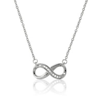 Sterling Silver 16 + 2 Extension White Topaz Infinity Figure 8 Necklace