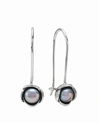 Gorgeous grey freshwater pearl bursts forth from petal-like silver settings. Pair these earrings with other PANDORA pieces for an effortlessly coordinated look. Gorgeous grey freshwater pearl bursts forth from petal-like silver settings. Pair these earrings with other PANDORA pieces for an effortlessly coordinated look.