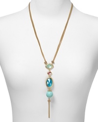 Give your neckline a sweet touch with this delicate gold-dipped necklace from Carolee. It's multi colored tassel is sure to add out-of-the box charm. Give your neckline a sweet touch with this delicate gold-dipped necklace from Carolee. It's multi colored tassel is sure to add out-of-the box charm.