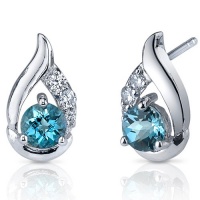 Radiant Teardrop 1.00 Carats London Blue Topaz Round Cut Cubic Zirconia Earrings in Sterling Silver Rhodium Finish Radiant Teardrop 1.00 Carats London Blue Topaz Round Cut Cubic Zirconia Earrings in Sterling Silver Rhodium Finish