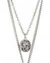 Lucky Brand Tapestry Silver-Tone Blue Cross Enamel Double Necklace