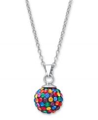 Are you ready for the dance floor? Unwritten's disco-ball inspired pendant necklace features a multicolored crystal design strung from a sterling silver setting and chain. Approximate length: 18 inches. Approximate drop: 2/3 inch. Are you ready for the dance floor? Unwritten's disco-ball inspired pendant necklace features a multicolored crystal design strung from a sterling silver setting and chain. Approximate length: 18 inches. Approximate drop: 2/3 inch.