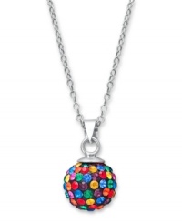 Are you ready for the dance floor? Unwritten's disco-ball inspired pendant necklace features a multicolored crystal design strung from a sterling silver setting and chain. Approximate length: 18 inches. Approximate drop: 2/3 inch.