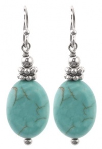 Sterling Silver Turquoise Oval Bead Drop Earrings Sterling Silver Turquoise Oval Bead Drop Earrings