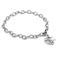 Stainless Steel Polished 8.5 inch Heart Charm Bracelet Stainless Steel Polished 8.5 inch Heart Charm Bracelet