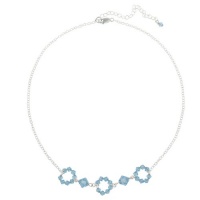 Sterling Silver Rolo Chain and Aqua Swarovski Crystallized Elements 3 Open Circle Frontal Necklace, 16+3 Extender Sterling Silver Rolo Chain and Aqua Swarovski Crystallized Elements 3 Open Circle Frontal Necklace, 16+3 Extender