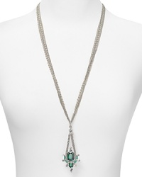 A bold gemstone pendant on this ABS by Allen Schwartz necklace adds interest to edge right metallic links. A bold gemstone pendant on this ABS by Allen Schwartz necklace adds interest to edge right metallic links.