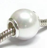 Queenberry Sterling Silver White Pearl Seashell Bead Charm for Pandora Troll Chamilia Biagi Birthstone June Queenberry Sterling Silver White Pearl Seashell Bead Charm for Pandora Troll Chamilia Biagi Birthstone June