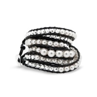 Bling Jewelry Stackable White Shell Pearl Brown Leather Wrap Bracelet Bling Jewelry Stackable White Shell Pearl Brown Leather Wrap Bracelet