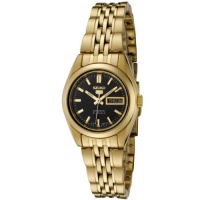 Seiko Women's SYMA40K Seiko 5 Automatic Black Dial Gold-Tone Stainless Steel Watch Seiko Women's SYMA40K Seiko 5 Automatic Black Dial Gold-Tone Stainless Steel Watch