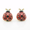 DaisyJewel Betsey Johnson Red Ladybug Stud Earrings - Red & Black Enamel Ladybug Heart and Blue Crystal Eyes Earring Studs - Skin-Safe - Top Seller - The IT Colors of the Season - For Pierced Ears