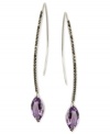 Embrace elegance with Judith Jack's drop earrings. This pair is crafted from sterling silver with marquise-shaped amethysts (5 ct. t.w.) and marcasite (1/2 ct. t.w.) providing a vibrant pop. Approximate drop: 2-6/10 inches. Approximate diameter: 1 inch.