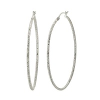 Sterling Silver Diamond-Cut Hoop Earrings (1.4 Width) Sterling Silver Diamond-Cut Hoop Earrings (1.4 Width)