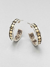 From the Dot Collection. This nature-inspired style from a socially and environmentally responsible brand features a classic hoop design accented with a dotted 18k gold center set in sterling silver. Sterling silver18k goldDrop, about .75Post backImported From the Dot Collection. This nature-inspired style from a socially and environmentally responsible brand features a classic hoop design accented with a dotted 18k gold center set in sterling silver. Sterling silver18k goldDrop, about .75Post backImported
