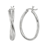 Sterling Silver Medium Polished Round Tube Oval Organic Click-Top Hoop Earrings Sterling Silver Medium Polished Round Tube Oval Organic Click-Top Hoop Earrings
