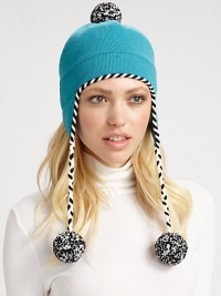 A new twist on this merino wool, cold weather essential with speckled pom-poms and twisted ties.Merino WoolAbout 5L X 4WHand washImported A new twist on this merino wool, cold weather essential with speckled pom-poms and twisted ties.Merino WoolAbout 5L X 4WHand washImported