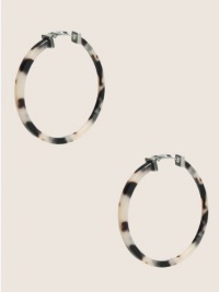 GUESS Blonde Tortoiseshell Silver-Tone Hoop Ea, SILVER GUESS Blonde Tortoiseshell Silver-Tone Hoop Ea, SILVER