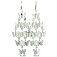 MULTI BUTTERFLY SILVER EAR Unique Light And Airy Silver Tone Butterfly Dangle Earrings MULTI BUTTERFLY SILVER EAR Unique Light And Airy Silver Tone Butterfly Dangle Earrings