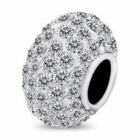 White Crystal Bead Sterling Silver Charm Fits Pandora Chamilia Biagi Trollbeads European Bracelet White Crystal Bead Sterling Silver Charm Fits Pandora Chamilia Biagi Trollbeads European Bracelet