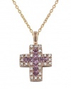 Effy Jewlery 14K Rose Gold Diamond & Pink Sapphire Cross Pendant