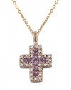 Effy Jewlery 14K Rose Gold Diamond & Pink Sapphire Cross Pendant