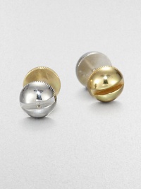 Bold and fun screw-design earrings are two-tone and two-sided so it's like getting two pairs of studs in one.Brass and silvertoneDiameter, about .75Post backImported Bold and fun screw-design earrings are two-tone and two-sided so it's like getting two pairs of studs in one.Brass and silvertoneDiameter, about .75Post backImported