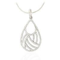 Ryssa925 Micropave Series - Sterling Silver & Sworovski Cubic Zirconia Water Drops Pendant (Includes Silver chain)