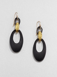 From the Lucite Collection. Sleek oval loops of hand-painted, hand-sculpted Lucite are connected by a golden bale with a rich pebble texture.LuciteGoldtoneLength, about 2.4Ear wireMade in USA From the Lucite Collection. Sleek oval loops of hand-painted, hand-sculpted Lucite are connected by a golden bale with a rich pebble texture.LuciteGoldtoneLength, about 2.4Ear wireMade in USA