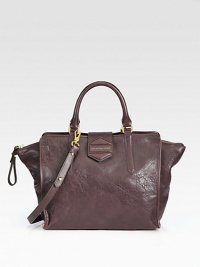 A roomy carryall in supple textured leather with a versatile detachable strap.Double top handles, 6 dropDetachable shoulder strap, 17½ dropTop zip closure with magnetic snap strapOne inside zip pocketTwo inside open pocketsFully lined13W X 11½H X 4½DImported A roomy carryall in supple textured leather with a versatile detachable strap.Double top handles, 6 dropDetachable shoulder strap, 17½ dropTop zip closure with magnetic snap strapOne inside zip pocketTwo inside open pocketsFully lined13W X 11½H X 4½DImported