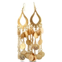 Unique Dangling Coin Earrings in Yellow Alloy Metal