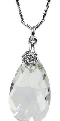 Pear Drop Swarovski Elements Crystal Pendant Necklace W. 18k White Gold Plated Chain (Clear) Pear Drop Swarovski Elements Crystal Pendant Necklace W. 18k White Gold Plated Chain (Clear)
