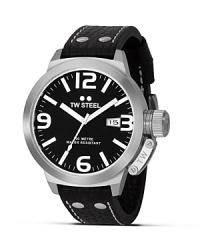 A clean, bold face and leather strap lend classic style to this TW Steel watch. A clean, bold face and leather strap lend classic style to this TW Steel watch.