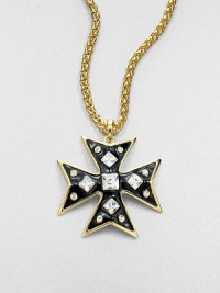 A graphic and sparkling piece in Swarovski crystals and glossy enamel on a 22k goldplated link chain. Enamel22k goldplatingSwarovski crystalsLength, about 24Pendant size, about 2Lobster clasp closureMade in USA A graphic and sparkling piece in Swarovski crystals and glossy enamel on a 22k goldplated link chain. Enamel22k goldplatingSwarovski crystalsLength, about 24Pendant size, about 2Lobster clasp closureMade in USA