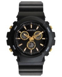Black and gold accents add sporty cool to this digital watch from Unlisted. Black and gold accents add sporty cool to this digital watch from Unlisted.