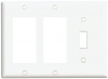 Leviton 80431-W 3-Gang 1-Toggle 2-Decora/GFCI Device Combination Wallplate, Standard Size, Thermoset, Device Mount, White