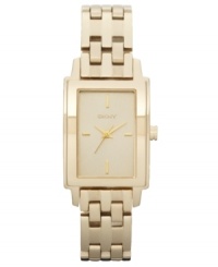 A sleek, geometric design makes this golden DKNY watch a modern classic. A sleek, geometric design makes this golden DKNY watch a modern classic.