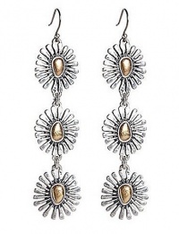 LUCKY BRAND Two-Tone Floral Triple Drop Earrings LUCKY BRAND Two-Tone Floral Triple Drop Earrings