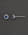 Diamonds and sapphires in 14K white gold earrings.