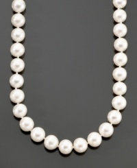Sophistication that never goes out of style. Necklace by Belle de Mer features a cultured freshwater pearl strand (9-10 mm) with a 14k gold clasp. Approximate length: 18 inches. Sophistication that never goes out of style. Necklace by Belle de Mer features a cultured freshwater pearl strand (9-10 mm) with a 14k gold clasp. Approximate length: 18 inches.