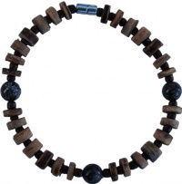 Men's 8 Beaded Bracelet - Wood, Coconut Shell & Fossil Agate: Zulu Warrior - Handmade in the USA Men's 8 Beaded Bracelet - Wood, Coconut Shell & Fossil Agate: Zulu Warrior - Handmade in the USA