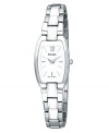 Unparalleled elegance ideal for unforgettable occasions, by Pulsar. Crafted of stainless steel bracelet with white enamel inlays and rounded rectangular case. White dial features silver-tone Roman numeral and logo at twelve o'clock, applied stick indices, and hour and minute hands. Quartz movement. Water resistant to 30 meters. Three-year limited warranty.